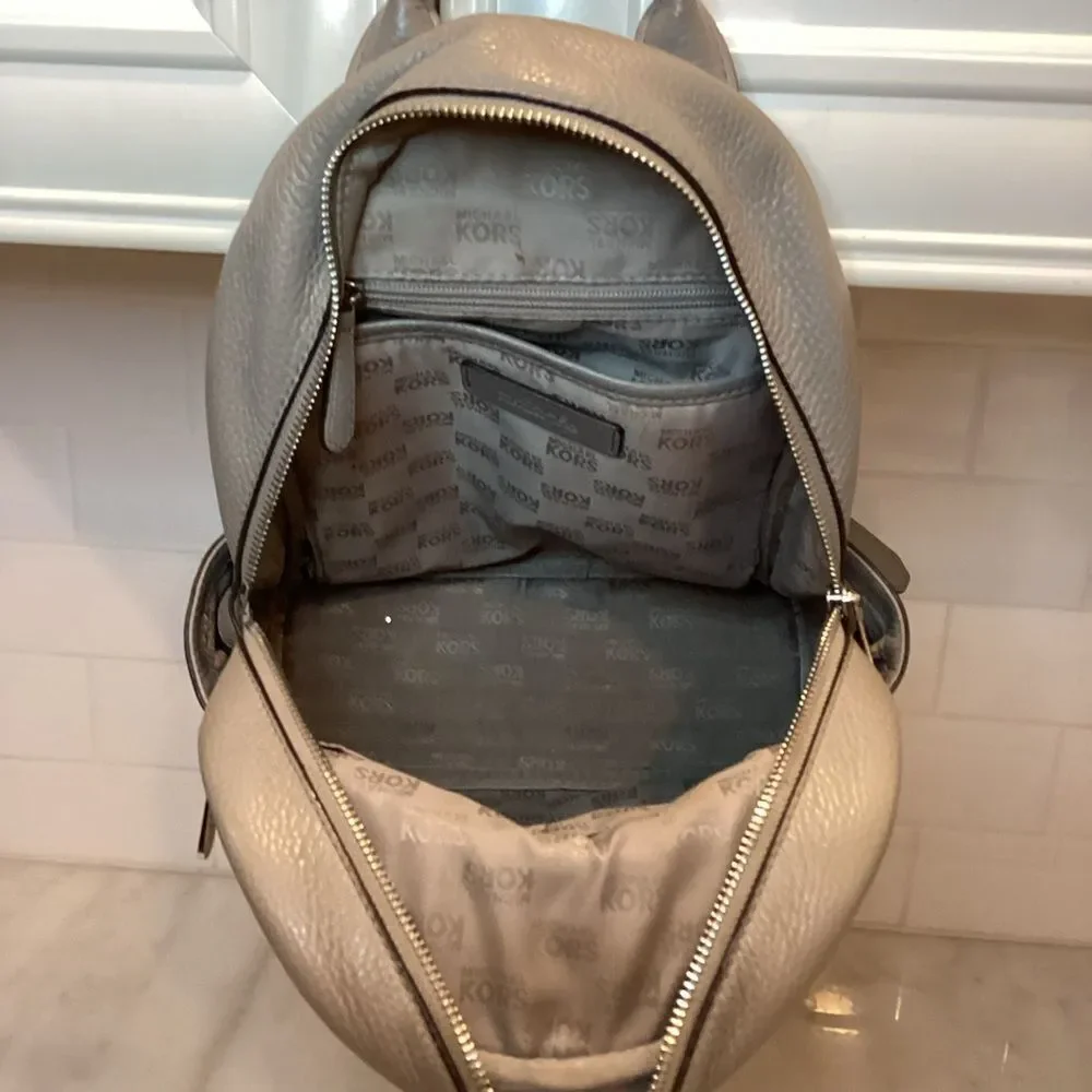 Michael Kors Backpack Leather Abbey Pearl Pebbled Studded Back Pack Bag Travel